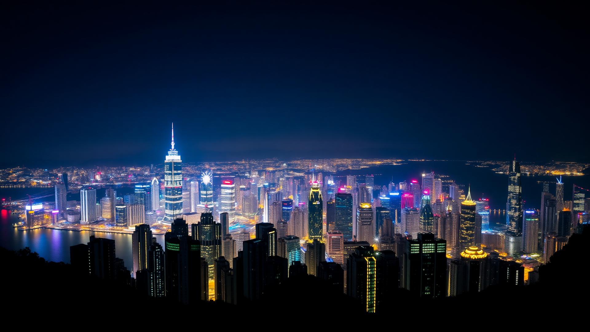 Hong Kong skyline at night from Victoria Peak